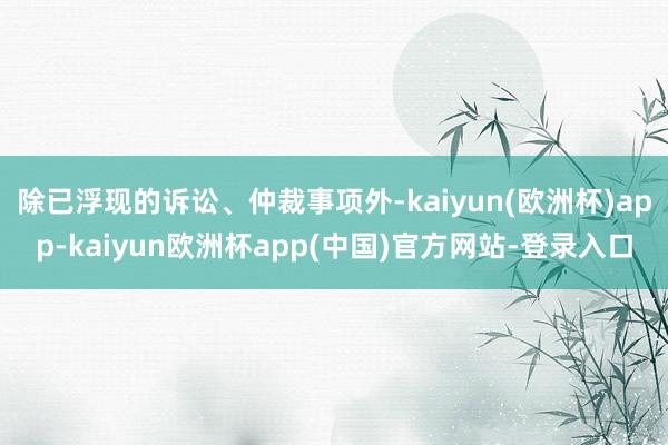 除已浮现的诉讼、仲裁事项外-kaiyun(欧洲杯)app-kaiyun欧洲杯app(中国)官方网站-登录入口